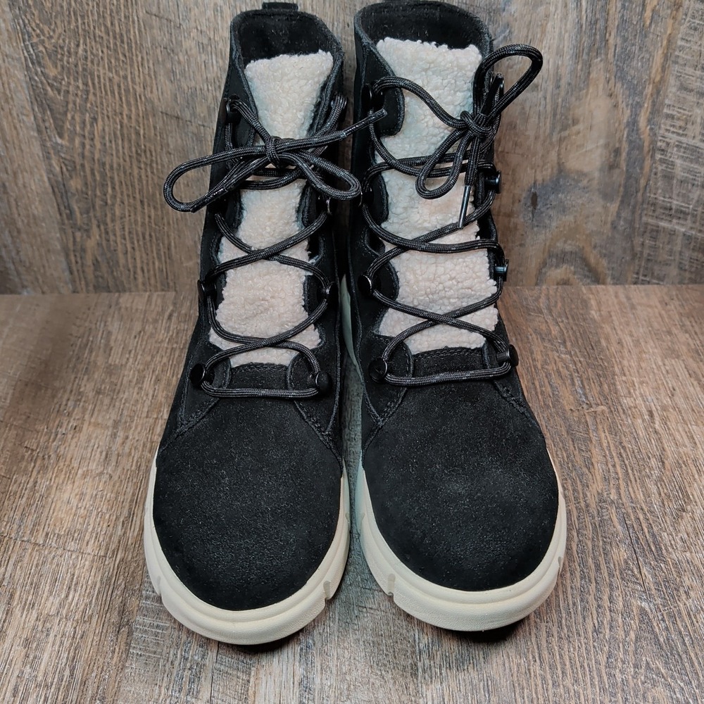 Sorel Explorer III Joan Womens Waterproof Winter Boots Size 11 Black White Suede - Picture 4 of 13